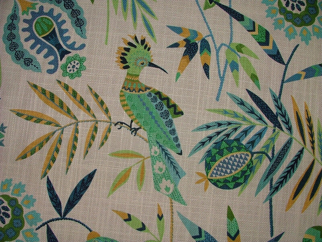 Hoopoe Bird Neptune Linen Blend Fabric - Curtain Upholstery Cushion Headboards