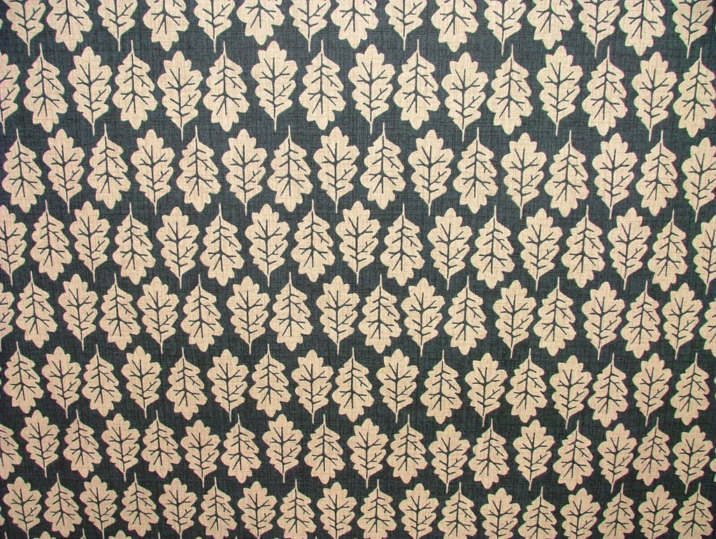 2.2 Metre iLiv Oak Leaf Midnight Blue Cotton Fabric Cushion Curtain Upholstery