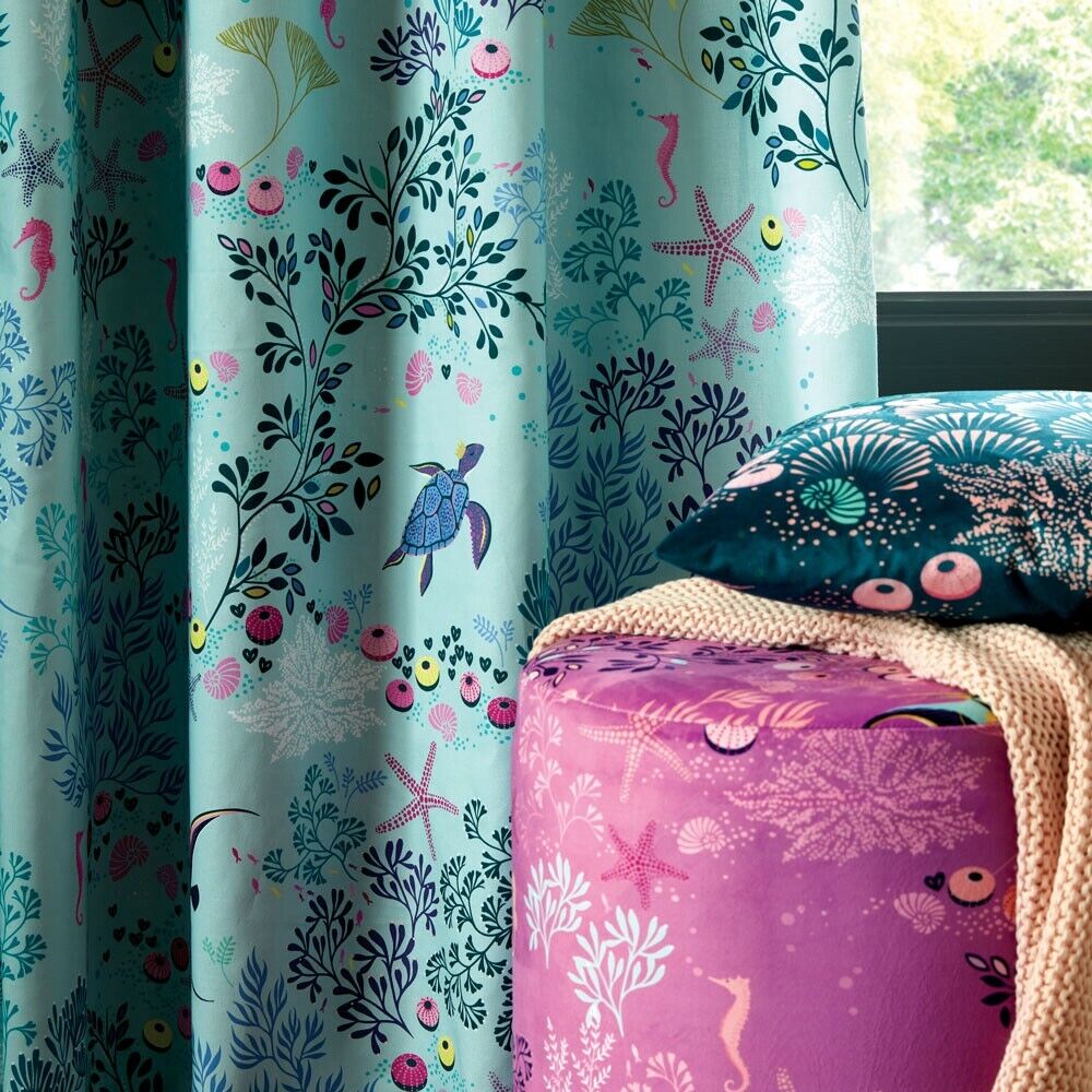 Sara Miller London Underwater Aqua Fabric - Curtain Upholstery Cushion Blinds