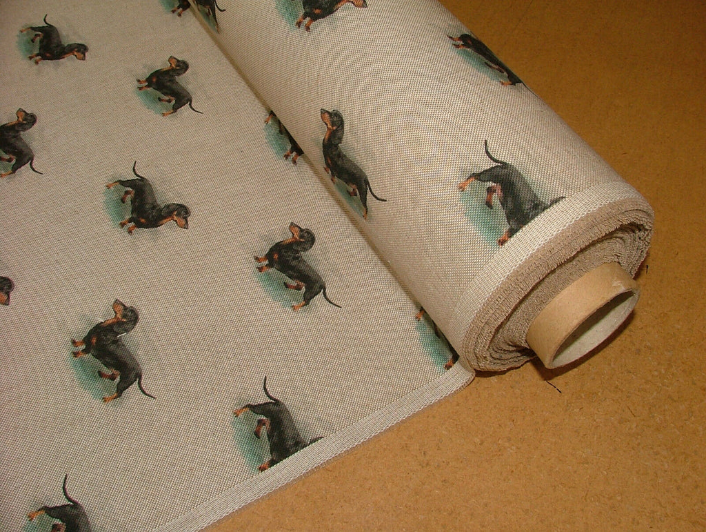 Sausage Dog Dachshund Cotton Rich Linen Fabric Curtain Cushion Upholstery Blinds