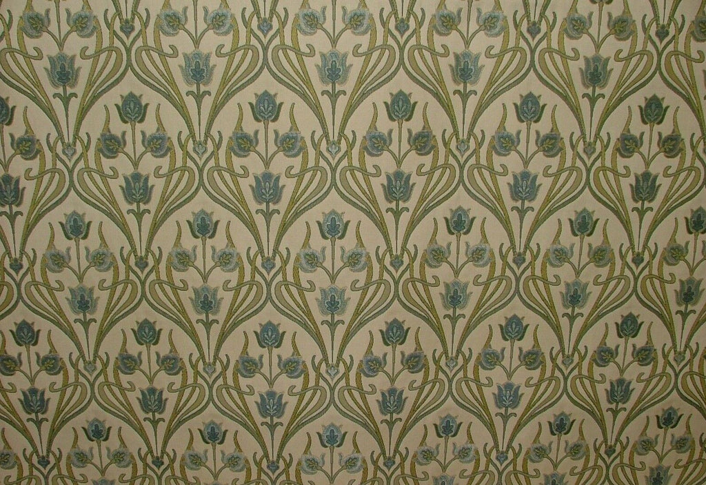 Art Nouveau Pugin Duckegg Woven Jacquard Curtain Upholstery Cushion Blind Fabric