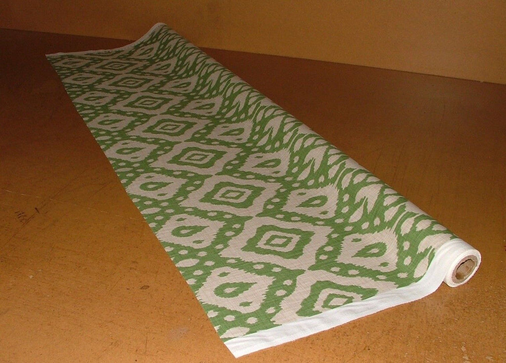 Moroccan Ikat Emerald Green Cotton Curtain Upholstery Cushion Roman Blind Fabric