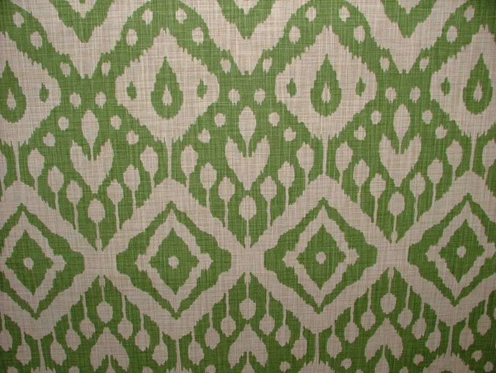 Moroccan Ikat Emerald Green Cotton Curtain Upholstery Cushion Roman Blind Fabric