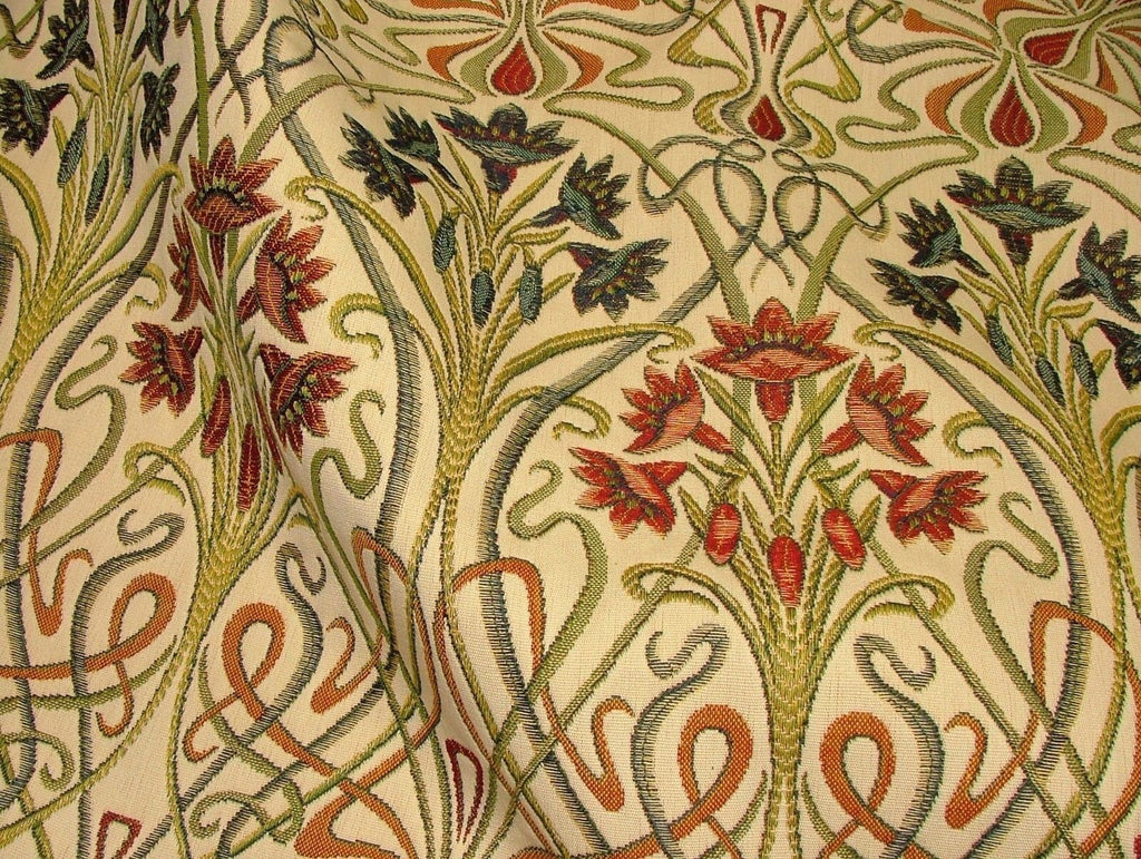 Art Nouveau Jewel Thick Designer Jacquard Curtain Upholstery Cushion Use Fabric