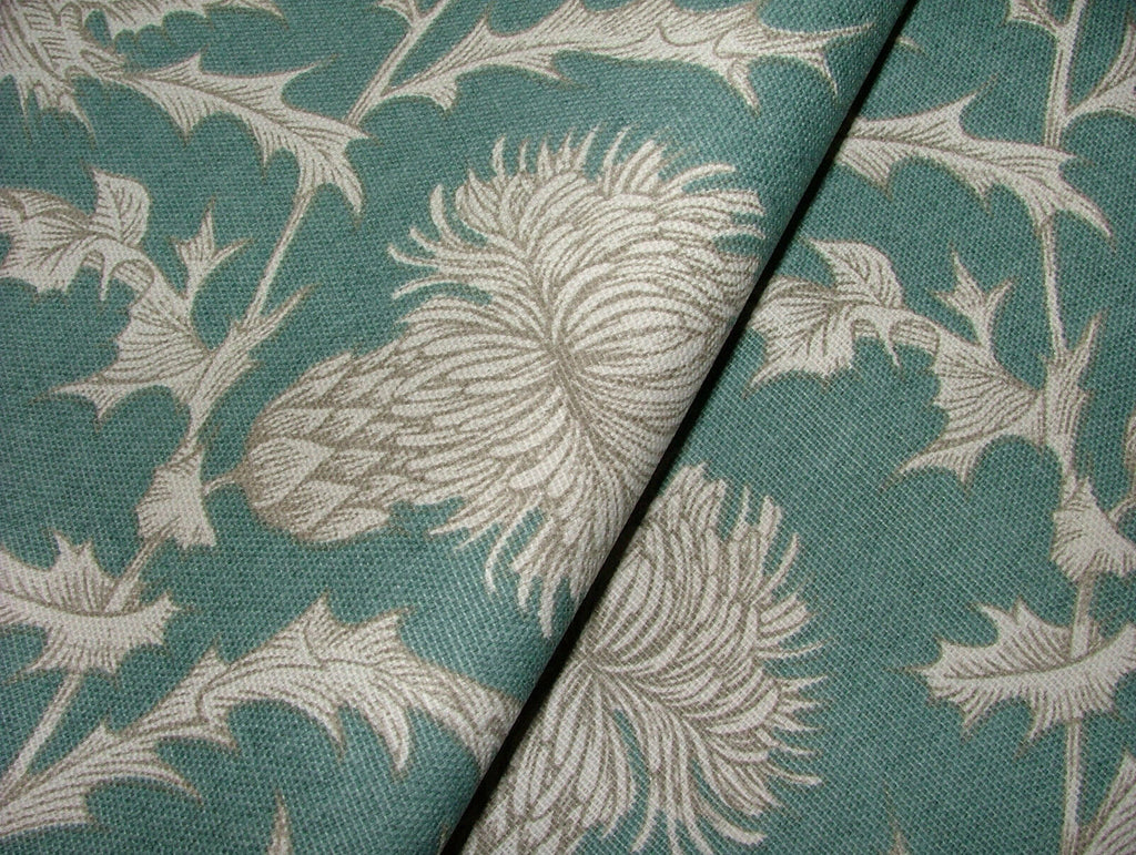 1.6m iLiv Carlina Teal Scottish Thistle Cotton Curtain Upholstery Cushion Fabric