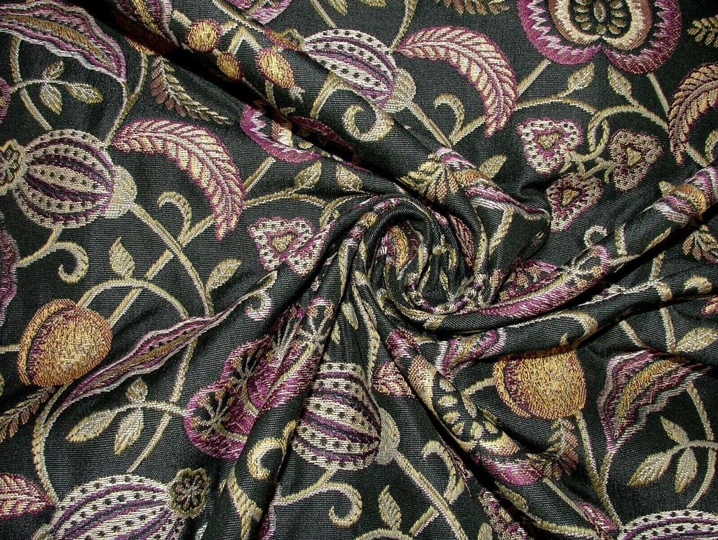 Arts And Crafts Coxhall Black Jacquard Curtain Upholstery Cushion Use Fabric