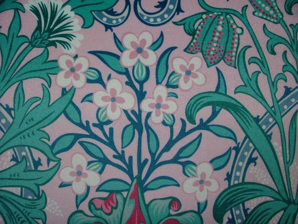 Art Nouveau Tulip Floral Pink Plush Velvet Fabric Curtain Upholstery Cushion Use