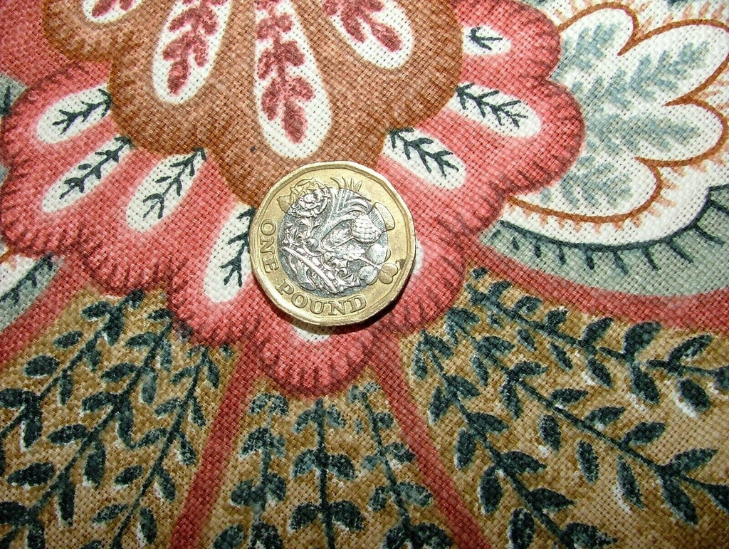 Chanterelle Auburn Ornate Bird Floral Cotton Curtain Upholstery Cushion Fabric