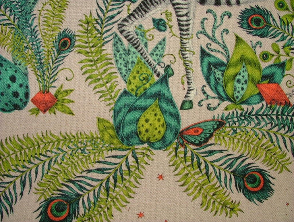 Emma J Shipley Lost World Green Linen Fabric Curtain Upholstery Cushion Use