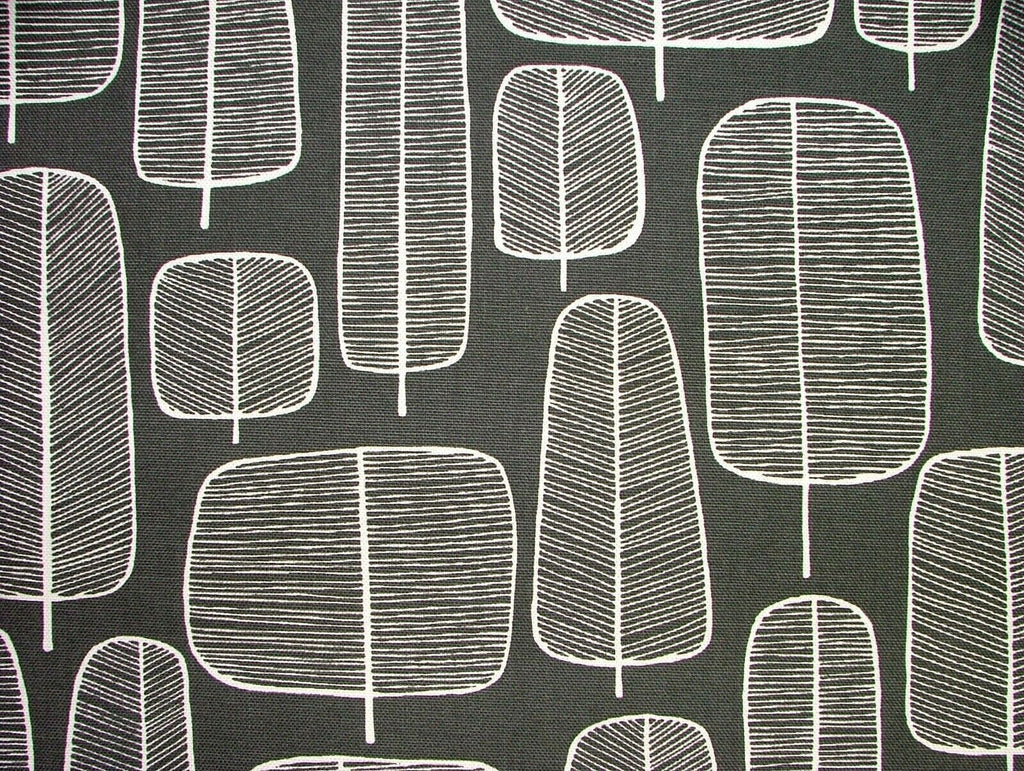 MissPrint Little Trees Charcoal Scandi Cotton Curtain Upholstery Cushion Fabric