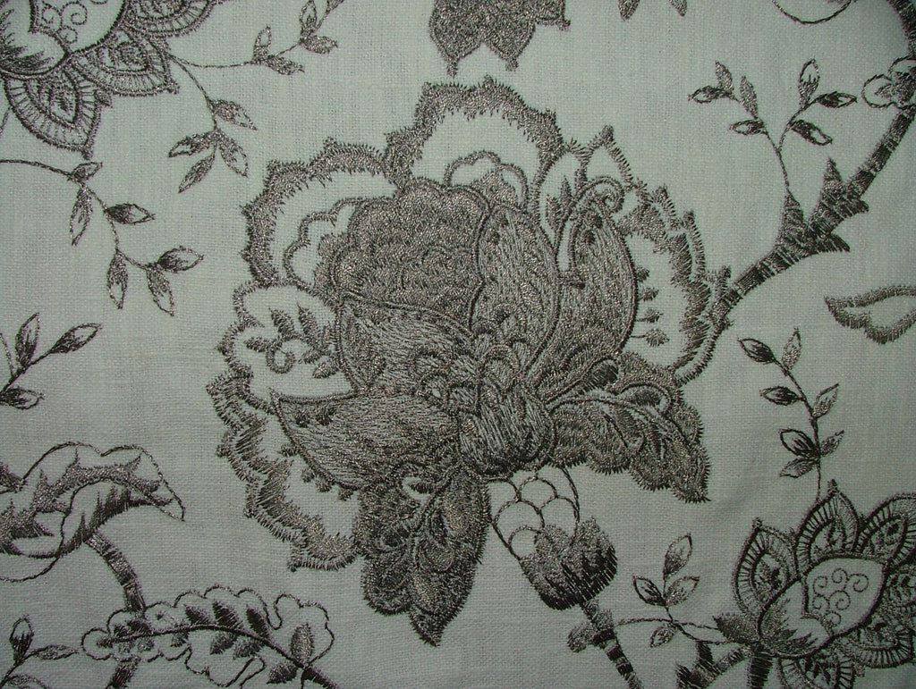 Sandringham Embroidered Curtain Fabric Natural Upholstery  Cushion 6 Metres5