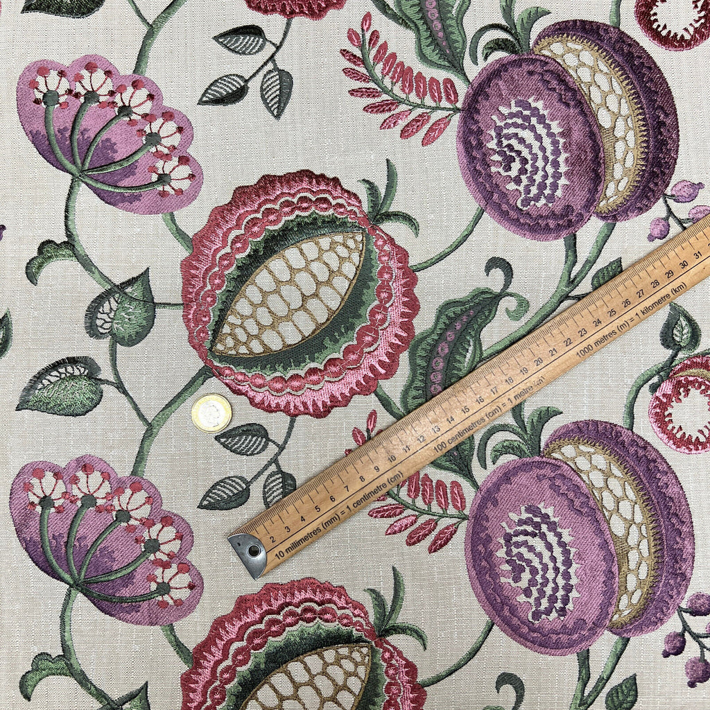 1.9 Metres iLiv Figs & Strawberry Thistle Embroidered Fabric Curtain Upholstery