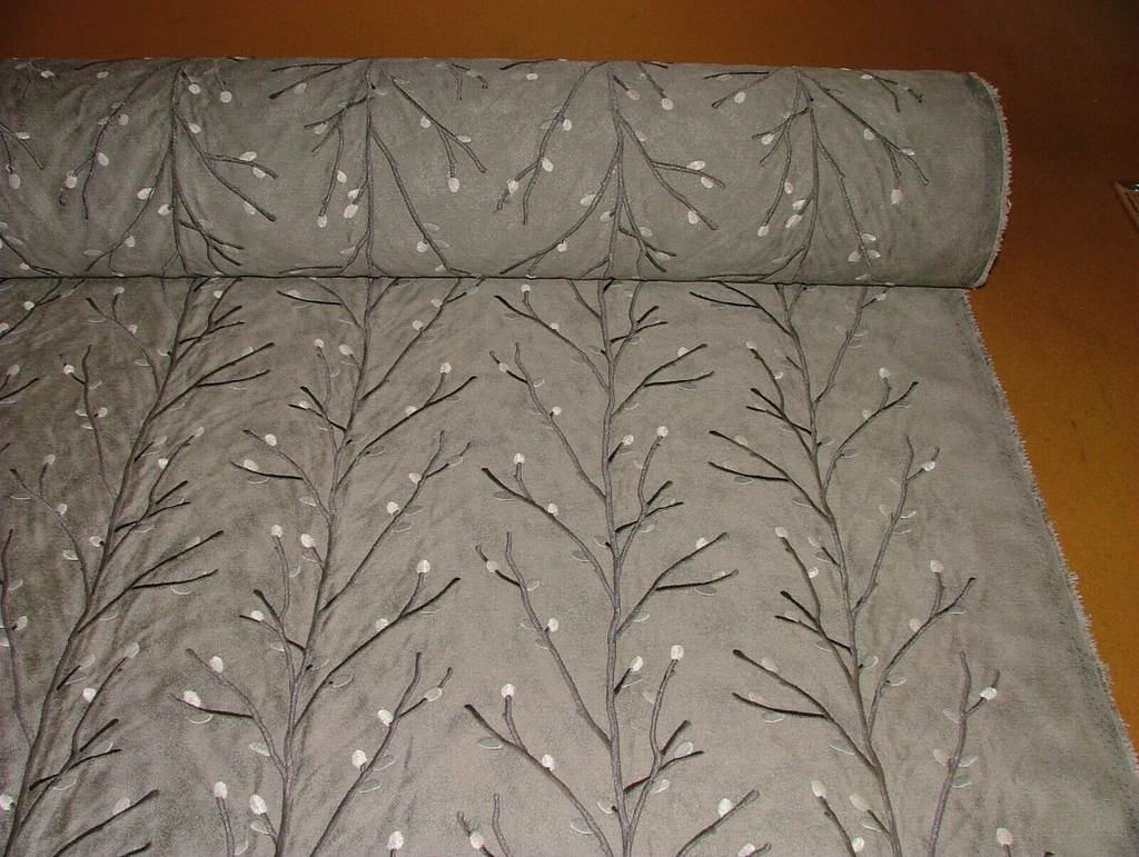 20 Metre Smoke Grey Floral Jacquard Curtain Upholstery Cushion Fabric RRP£760.00