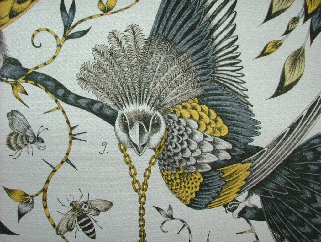 Emma J Shipley Fabric Audubon Gold Cotton Curtain Upholstery Cushion Fabric