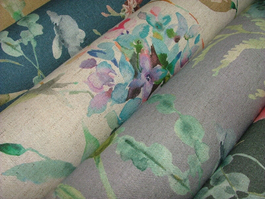 Hydrangea Linen And Cotton Blend Floral Fabric Curtain Cushion Upholstery