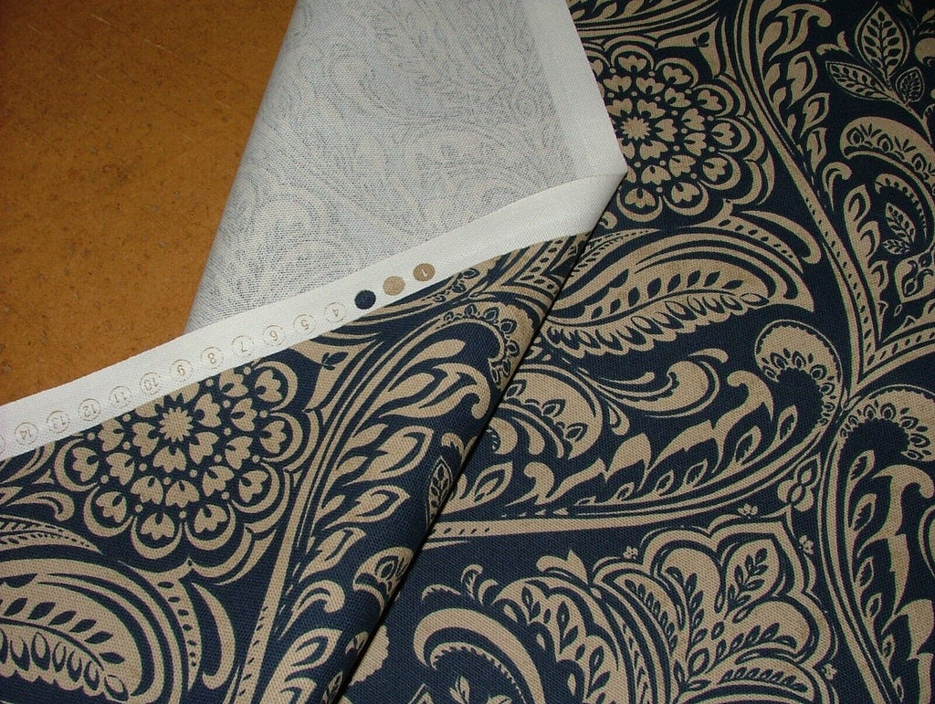 Windermere Indigo Blue Cotton Curtain Upholstery Cushion Roman Blind Fabric