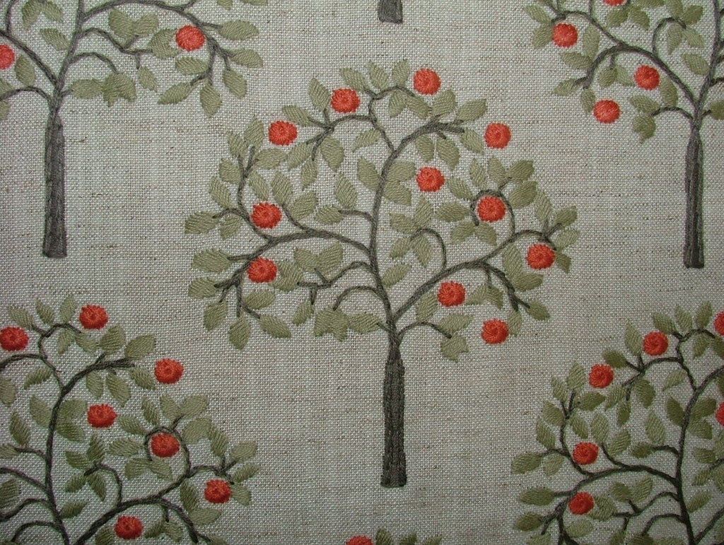 Orange Grove Spruce Embroidered Fabric Curtain Upholstery Cushion Roman Blinds