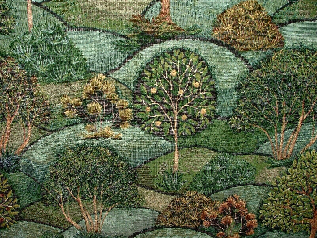 Green Meadow Tree Tapestry Fabric Curtain Upholstery Cushion Blanket Throws Use