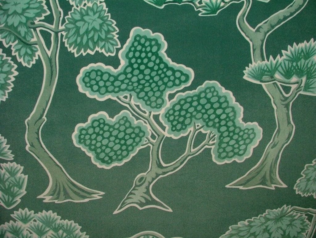 Japanese Japonica Oriental Tree Green Velvet Fabric Curtain Upholstery Cushion