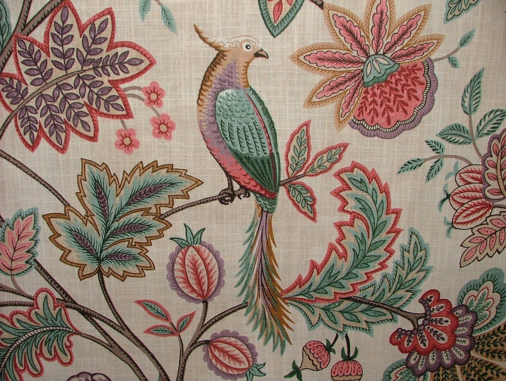 Chanterelle Wineberry Ornate Bird Floral Curtain Upholstery Cushion Blind Fabric