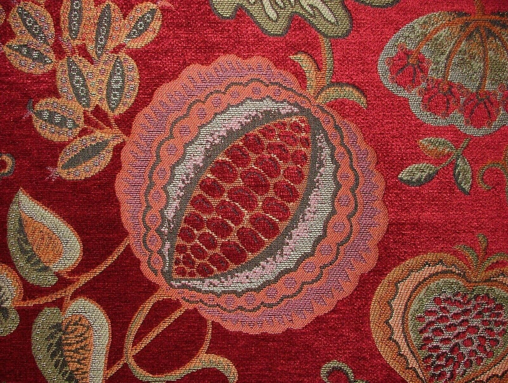 Summer Fruits Ruby Thick Plush Chenille Fabric Curtain Cushion Upholstery Throws