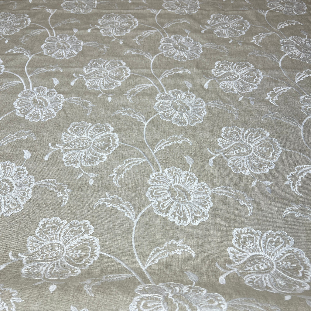iLiv Embroidered Curtain Fabric 3.5 Metres Chantilly Stone Premium Upholstery7