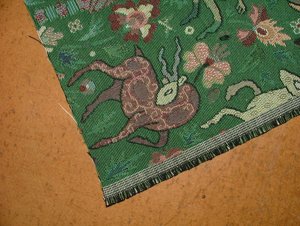 Tudor Forest Tapestry Green Fabric Curtain Upholstery Cushions Table Runner