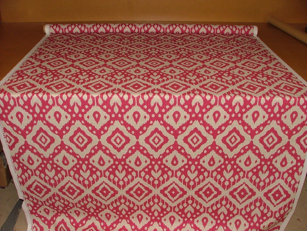 Moroccan Ikat Begonia Pink Cotton Curtain Upholstery Cushion Roman Blind Fabric