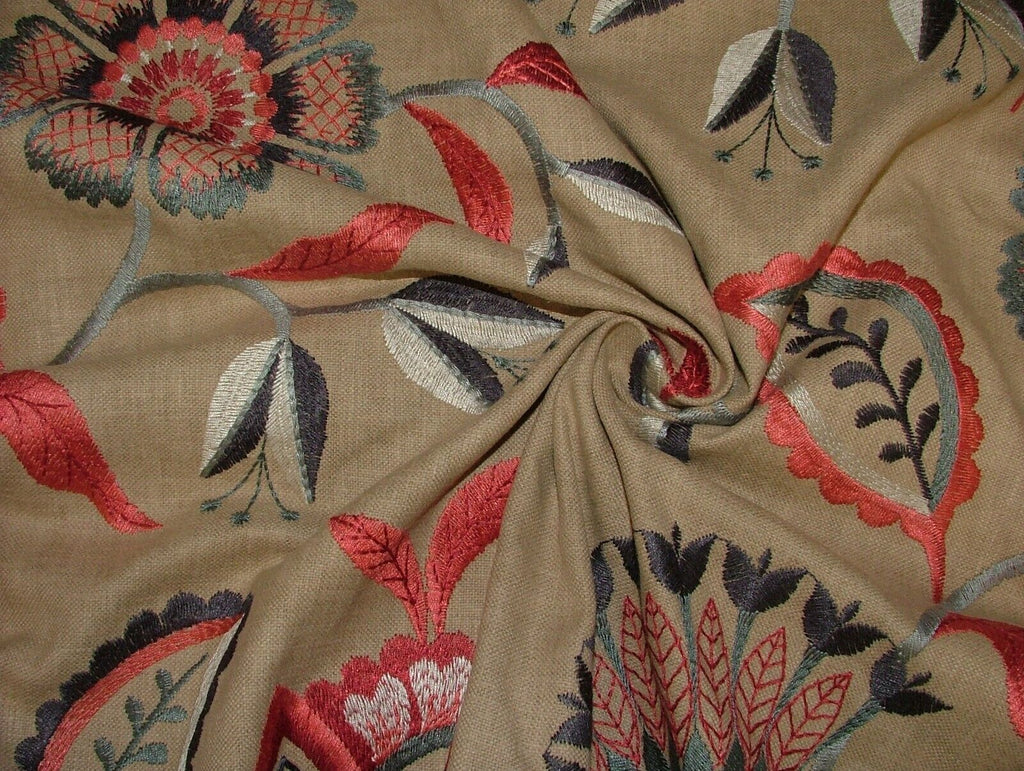 4 Metres iLiv Ophelia Cranberry Embroidered Fabric Curtain Upholstery Cushion