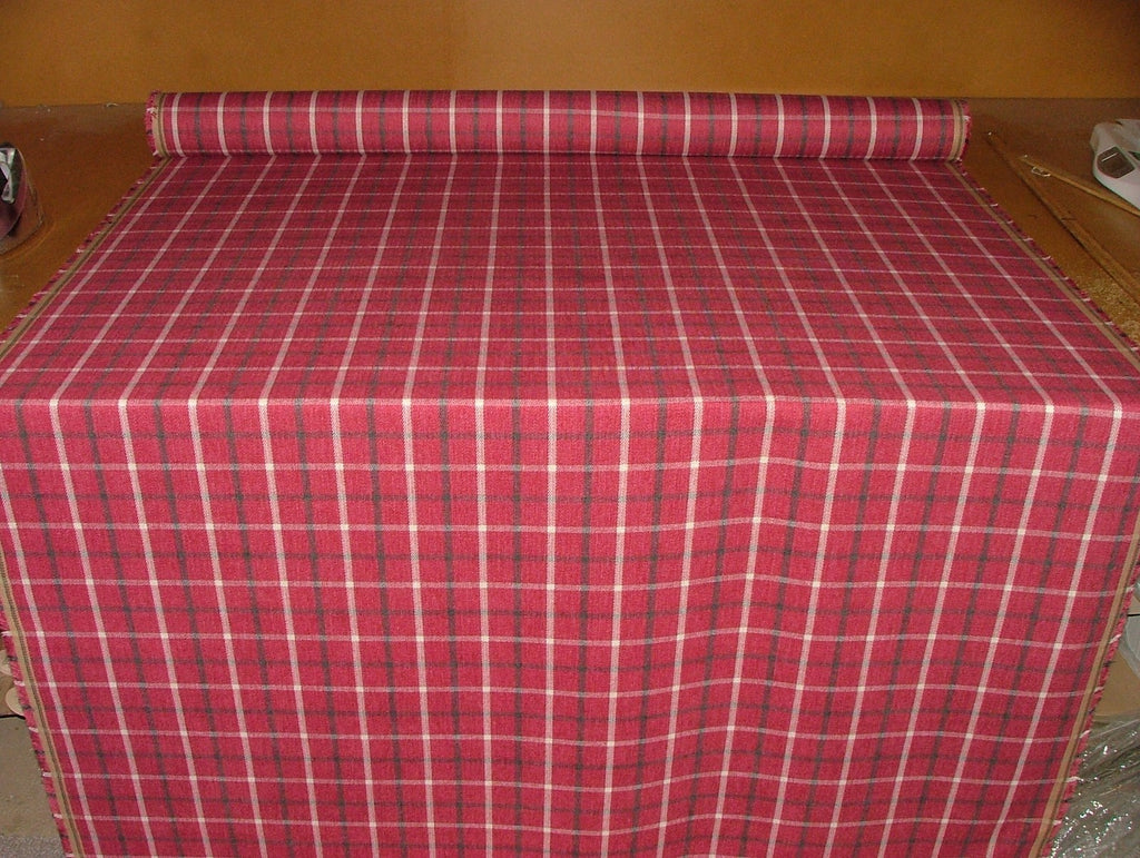 Herringbone Tartan Upholstery Fabric RASPBERRY Curtain Cushion Use 7 Metre Roll6