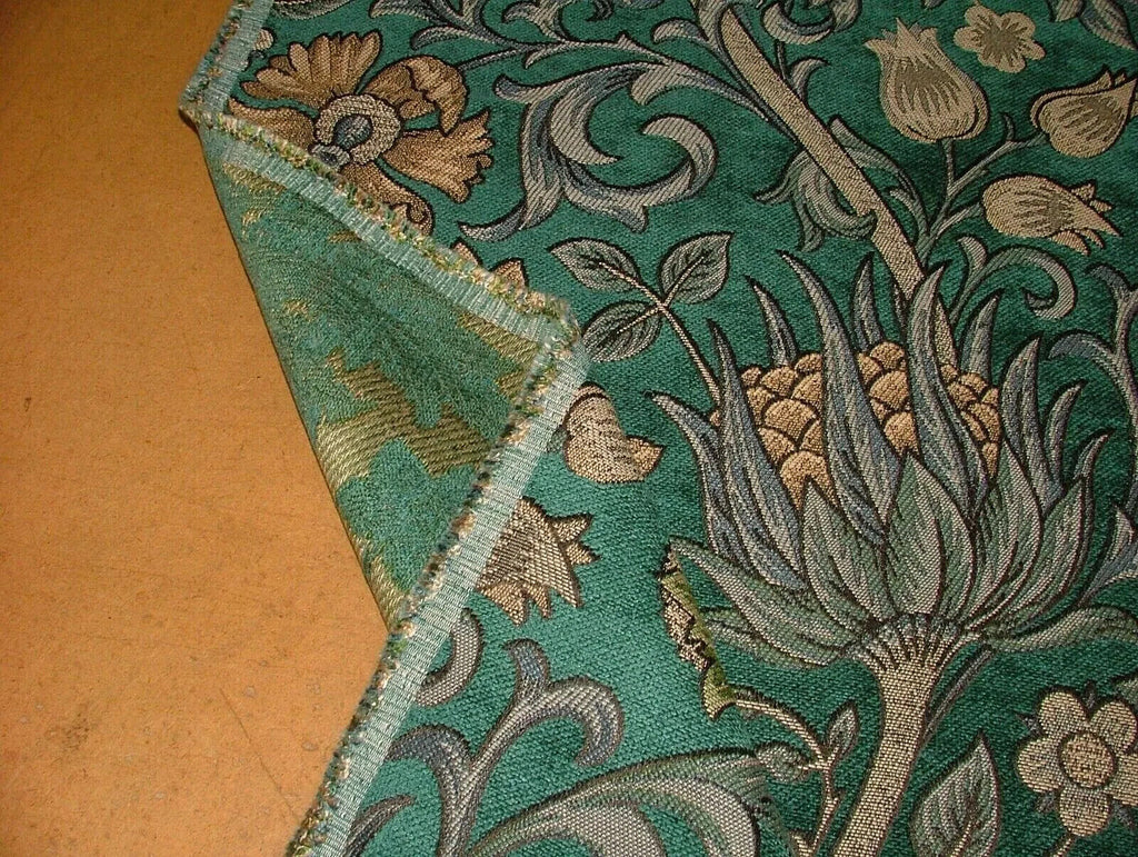 3.2 Metres Scottish Thistle Verdigris Chenille Fabric Curtain Cushion Upholstery