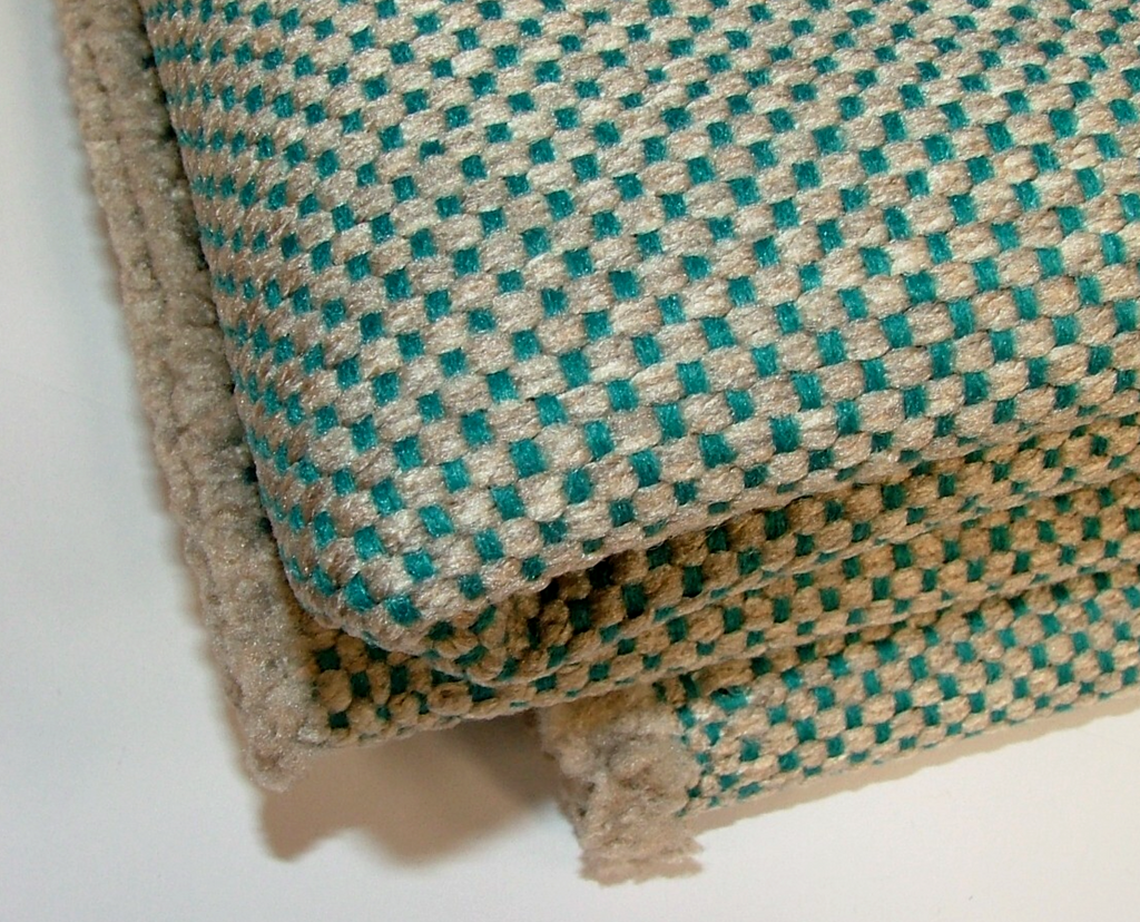1 Metre Fryetts Teal Flame Retardant Chenille Fabric Cushion And Upholstery Use0