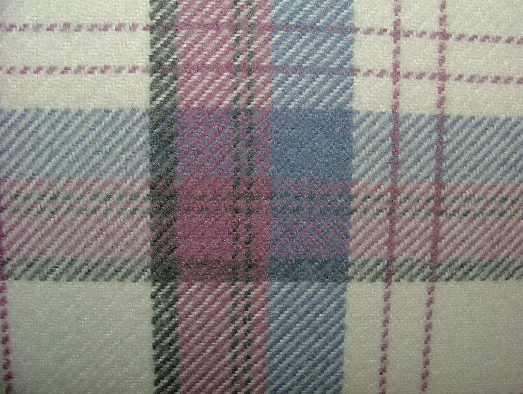 17 Metres Heather Lilac Wool Effect Tartan Upholstery Cushion Curtain Fabric