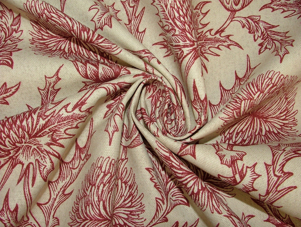 2.8m iLiv Carlina Garnet Thistle Cotton Curtain Upholstery Cushion Fabric