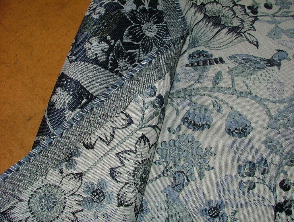 Morris Bird Delft Blue Jacquard Fabric  Curtain Upholstery Cushion Throws Use