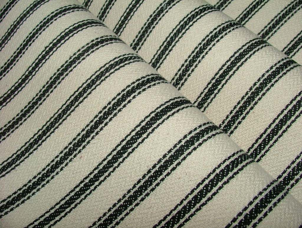 Harrogate Herringbone Black Cream Cotton Ticking Curtain Upholstery Fabric