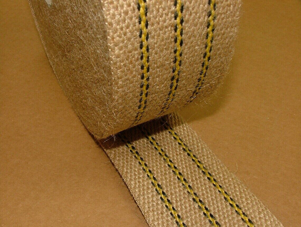 Black & Yellow 14lb 70mm Wide Extra Strong Woven Jute Chair Upholstery Webbing