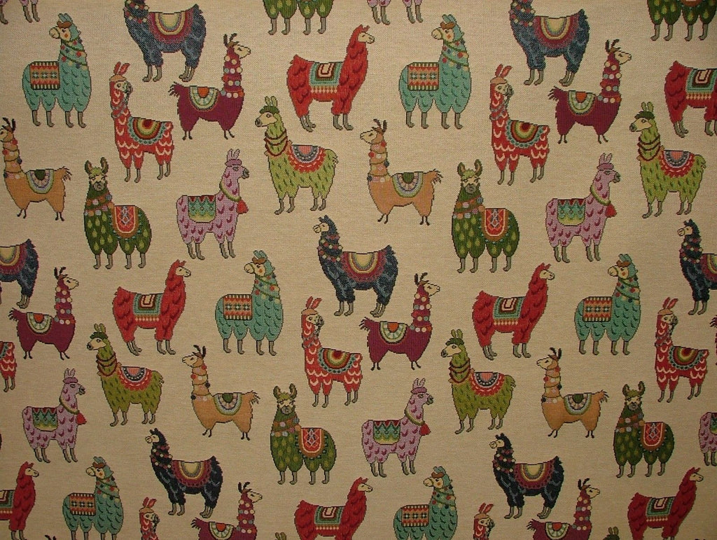 Llama / Alpaca "Animal Tapestry" Designer Fabric Upholstery Curtains Cushions