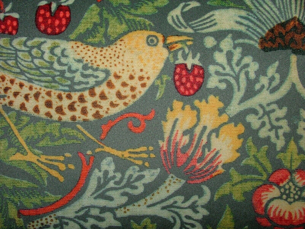 William Morris Strawberry Thief Grey Velvet Fabric Curtain Upholstery Cushion