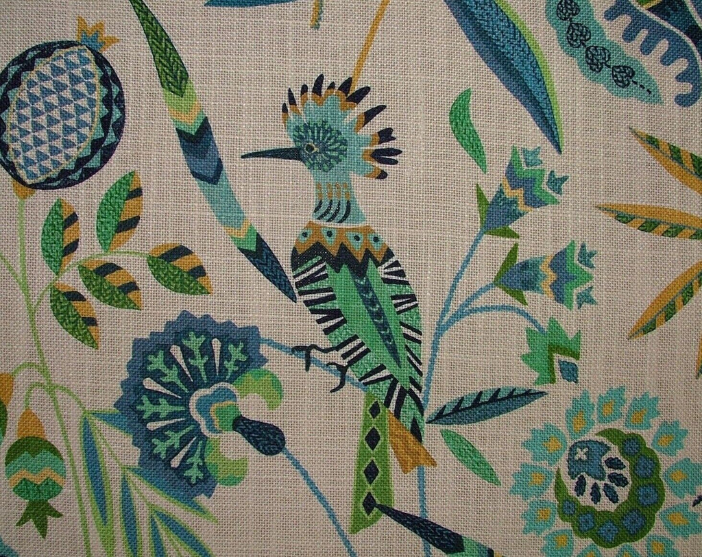 Hoopoe Bird Neptune Linen Blend Fabric - Curtain Upholstery Cushion Headboards