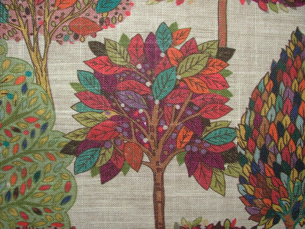 Foliage Fall Trees Mulberry Linen Blend Curtain Upholstery Cushion Blind Fabric