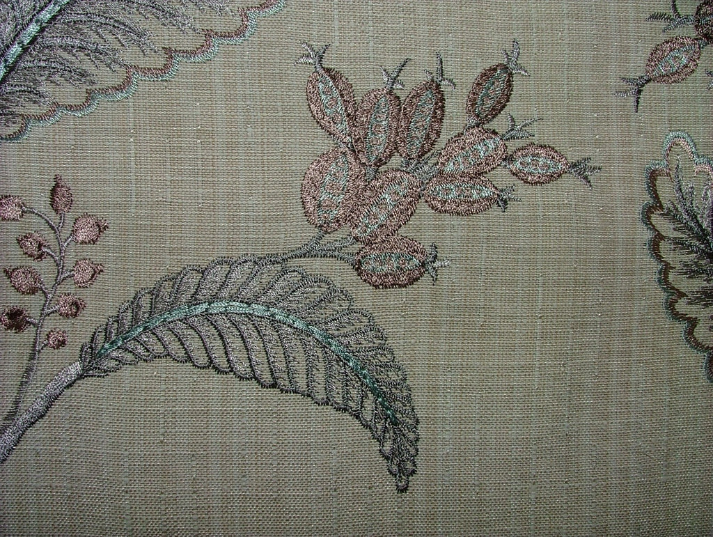 Embroidered Curtain Upholstery Fabric 11 Metres Berryvine Dove Grey RRP £550.009