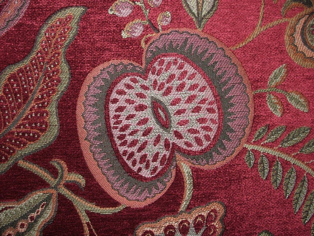 Summer Fruits Ruby Thick Plush Chenille Fabric Curtain Cushion Upholstery Throws