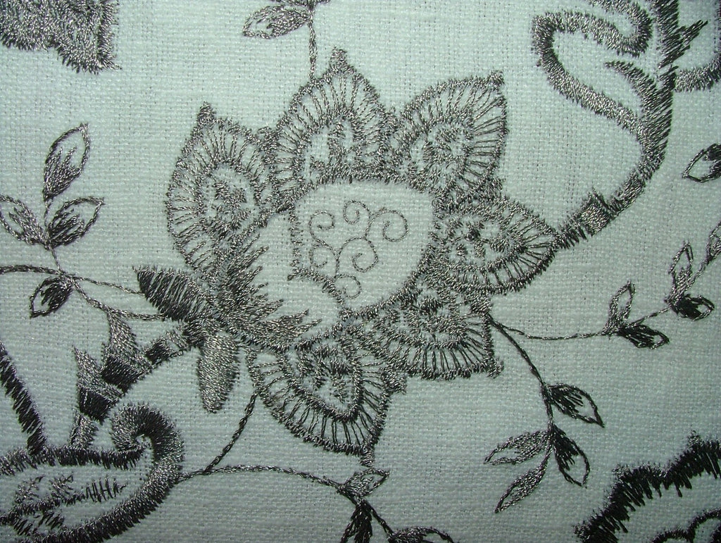 Sandringham Embroidered Curtain Fabric Natural Upholstery  Cushion 6 Metres8