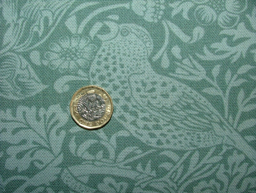 William Morris Strawberry Thief Green Cotton Curtain Upholstery Cushion Fabric