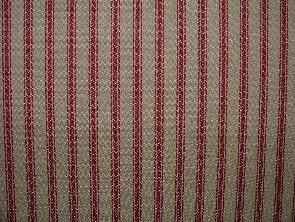 Harrogate Herringbone Berry Beige 100% Cotton Ticking Curtain Upholstery Fabric