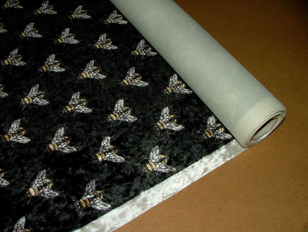 Luxurious Bees Plush Velvet Bee Fabric Curtain Upholstery Cushion Roman Blinds