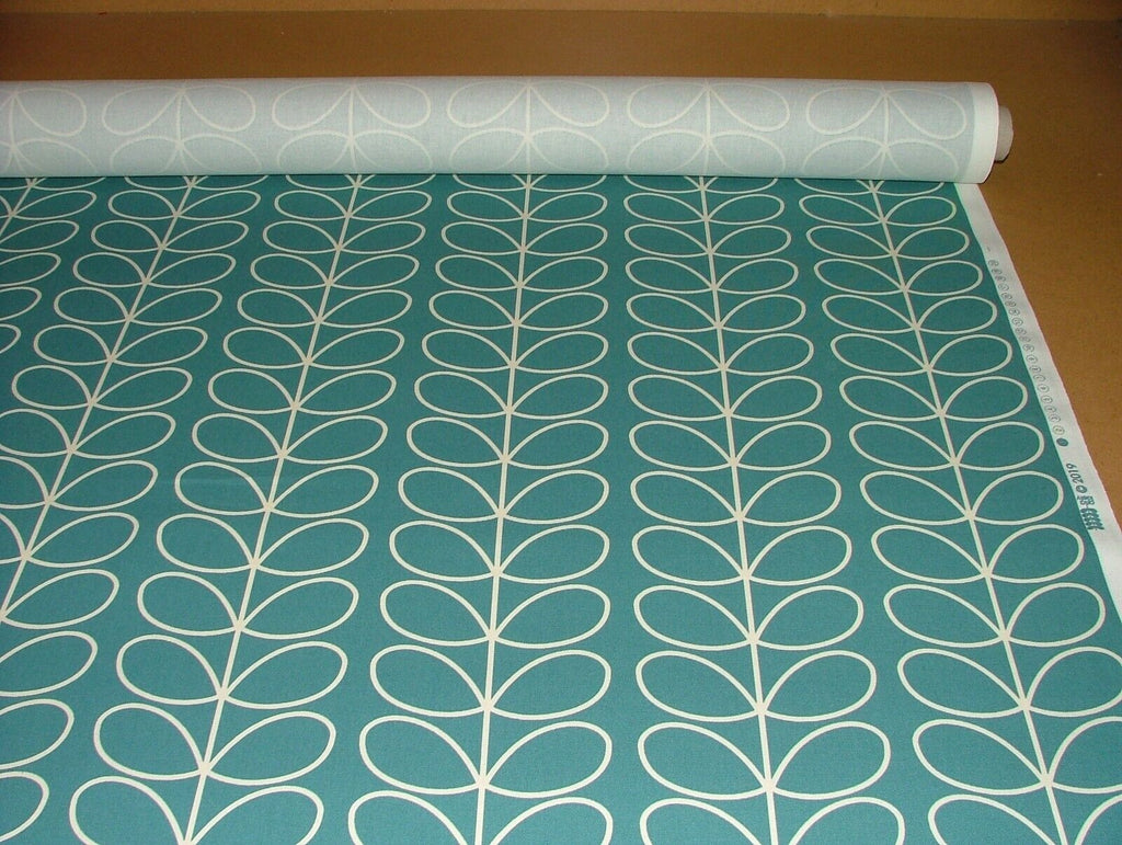 Designer Orla Kiely Linear Stem Deep Duck Egg Teal Curtain Upholstery Fabric