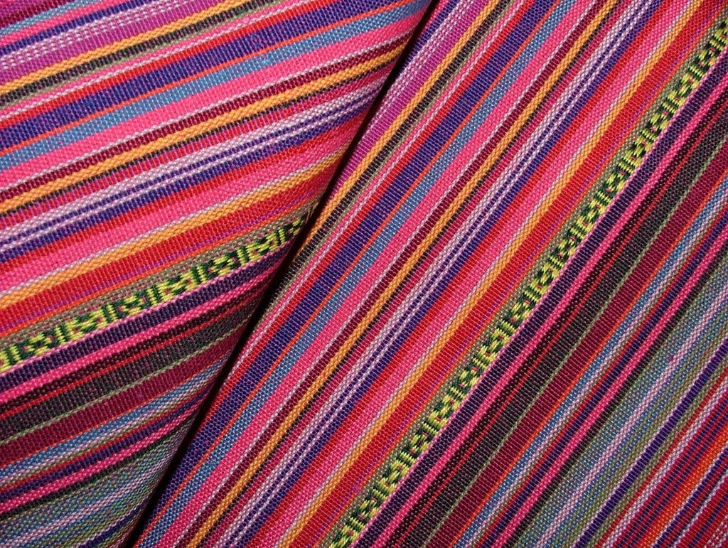 Mexican Chilli Pink Stripe Woven Jacquard Curtain Upholstery Cushion Fabric