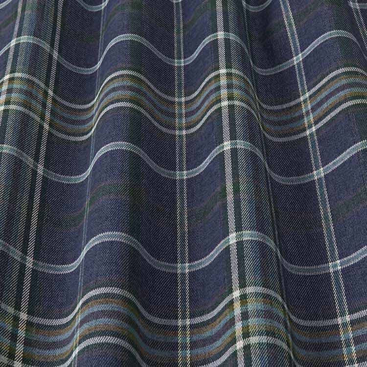 2.1m iLiv Braemar Indigo FR Tartan Cotton Linen Curtain Cushion Upholstery